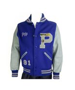 Vtg Varsity Jacket Leather Wool Mens 42 Blue Gray Bomber Athletics Pullm... - €60,98 EUR