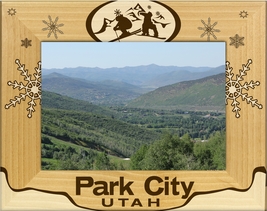 Park City Utah with Skier Laser Engraved Wood Picture Frame Landscape (8 x 10)  - £41.68 GBP