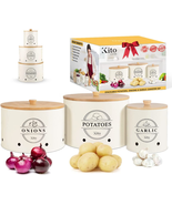 Canister Sets for Kitchen Counter with Wooden Bamboo Lids, Kitchen Canis... - $57.00