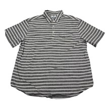 Old Navy Shirt Mens L Gray Short Sleeve Chest Button Down Striped Polo - £14.73 GBP