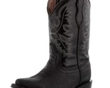 Kids Black Solid Leather Cowboy Boots Pointed Toe Youth Western Wear J Toe - £44.20 GBP
