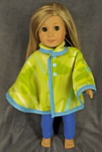 Doll Clothes Fleece Poncho Green Blue Butterfly Cape Fits 18in &amp; America... - £8.66 GBP