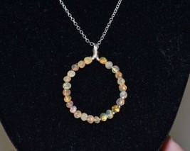 Handmade Ethiopian fire opal pendant 925 silver necklace - £25.57 GBP