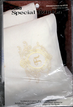 Vintage Bucilla Stamped Monogram Pair of Standard Pillowcases Cross Stitch - £12.01 GBP