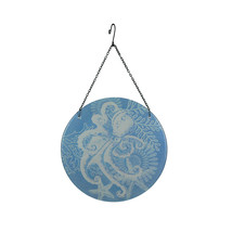 Large Coastal Blue and White Octopus Glass Suncatcher With Hanger 11.75 ... - $26.80