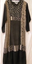 Alexa Rae BOHO Long Dress Size 1 Black &amp; Beige 100% Rayon - £18.82 GBP