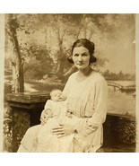 c1917 RPPC Young Woman &amp; Baby Renslers Studio Cincinnati Real Photo Post... - £29.07 GBP