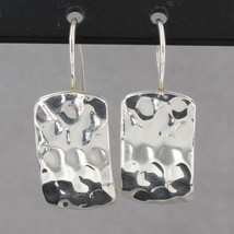 Vintage Silpada Curved Hammered Sterling Silver French Wire Drop Earrings W0991 - £26.26 GBP