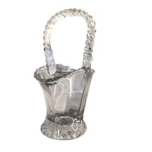 Clear Glass Pattern Basket Pressed Glass Mini Bride EAPG Braid Handle- 6... - $8.90