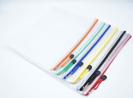 Office A4 Mesh Zipper Pouch Waterproof Plastic Document Safe 6 Pk Multicolor NEW - £8.29 GBP