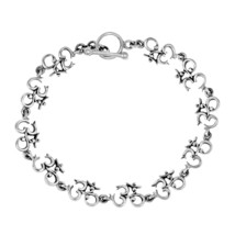 Elaborate Aum-Om Symbol Link .925 Silver Bracelet- 8.5 in - £37.76 GBP