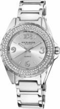 NEW Akribos XXIV AK514WT Womens Quartz Crystal Bezel White Ceramic Watch 33FT - £32.66 GBP
