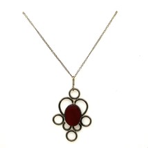 Vtg Sterling Sign Masterson Filigree Ornate Carnelian Pendant Chain Necklace 23 - £51.59 GBP