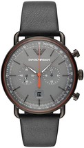Armani AR11168 Grey Dial Leather Strap Watch For Men - $189.18