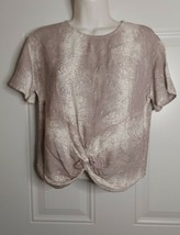 Sim &amp; Sam Short Sleeve Crop Top Knotted Hem Scoop Neck Blouse Size Small - £7.48 GBP