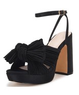 Women&#39;s Vetaste Pleated Bow Knot Platform Heeled Sandals Shoes in Black ... - €23,63 EUR