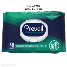 Prevail Personal Cleansing Wipe Adult Wipe Washcloth 8 x 12&quot; Unscented 288 Wipes - £29.97 GBP