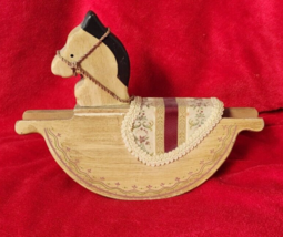 Vintage 1984 KURT ADLER Handcrafted Wooden Rocking Horse 12&quot; x 9&quot; Taiwan - £37.31 GBP