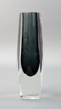 Mandruzzato Murano Italian Sommerso Smoke Gray Faceted Art Glass Vase 11&quot; Tall - £221.03 GBP
