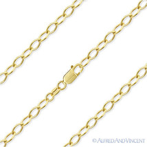 3.7mm Oval Cable Link .925 Sterling Silver 14k Yellow Gold-Plated Chain Necklace - £43.67 GBP