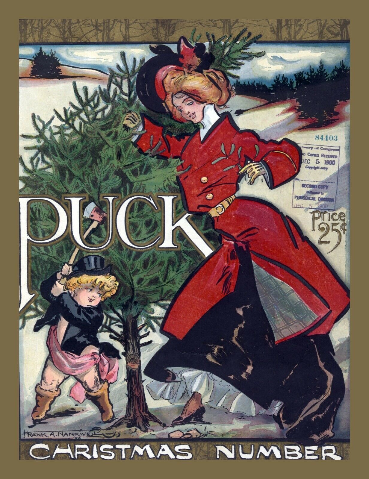Decorative Poster.Interior wall art design.Home decor.Christmas tree.Puck.11464