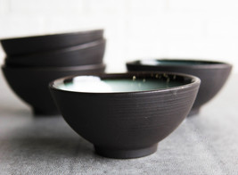 Pack Of 6 Ceramic Zen Blue Swirl Appetizer Salad Soup Dessert Rice Bowls 10oz - £21.70 GBP