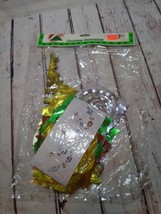 Vintage Christmas Metallic Foil Pull Out Garland Ornament Decoration New - $17.99