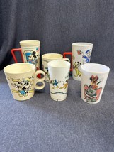 Vintage Disneyland Mickey Plastic Cups Walt Disney Productions Mixed Lot of 6 - £8.93 GBP