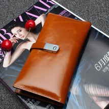 Enuine leather men wallet women wallet oil leather purse female card holder long clutch thumb200