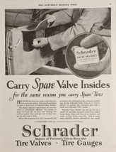 1925 Print Ad Schrader Tire Valves &amp; Gauges Carry Spares Brooklyn,NY Chicago,IL - £17.08 GBP