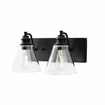 Hampton Bay Manor 15.3 in. 2-Light Matte Black Industrial Bathroom Vanity Light - £35.60 GBP