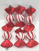 Christmas Gingerbread Candy Cane Peppermint Plastic Ornaments 6pc Red White - £10.40 GBP