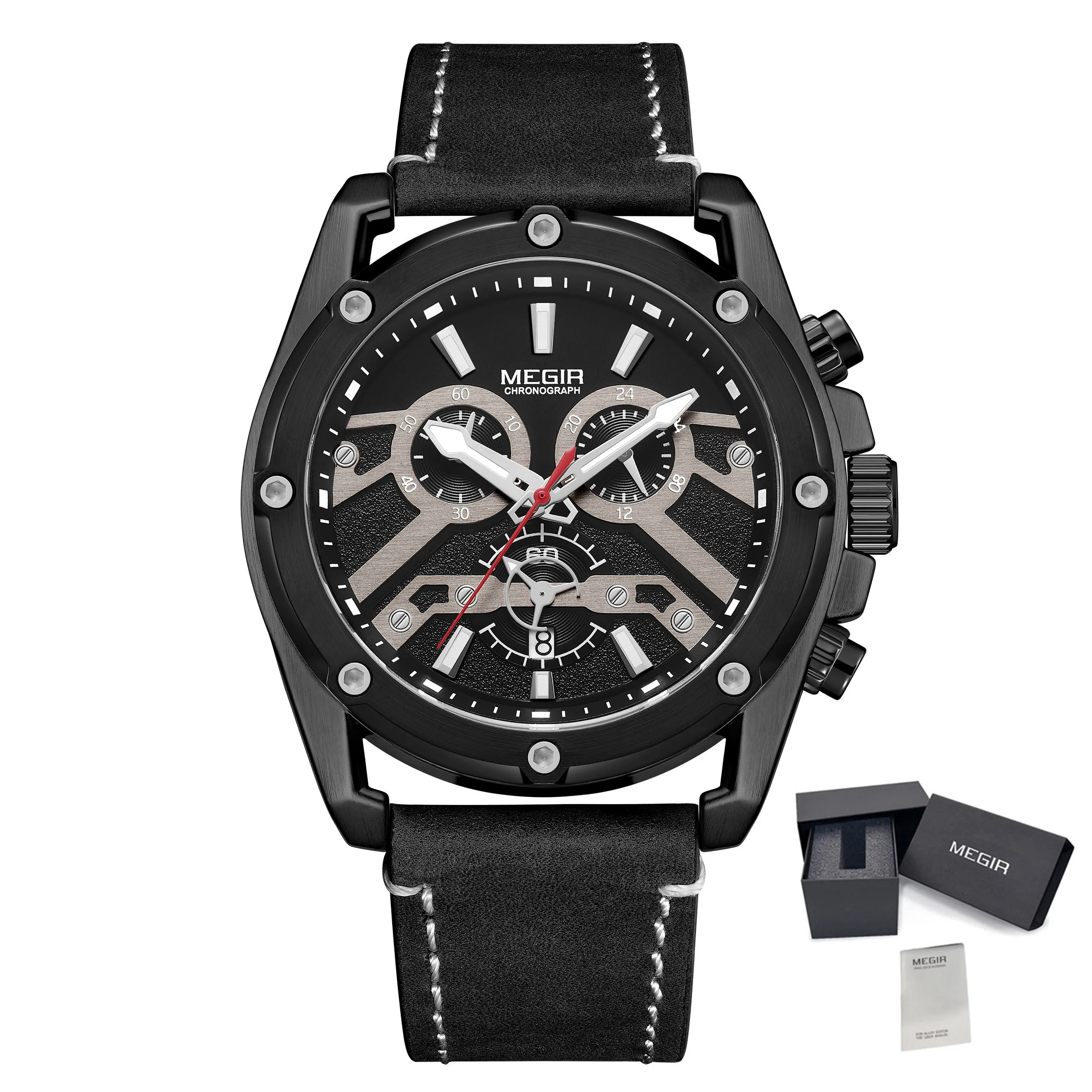 Luxury Watch Men Military Sports Watches Leather Quartz Casual Chronograph Man W - £31.63 GBP