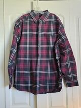 ORVIS Classic Collection Men&#39;s Sz L Red Black Plaid Long Sleeve Button Down - $21.73