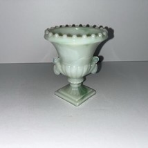 Vtg NYC Vogue Merco Urn Vase Slag Gls Opaque White Green Blue Striated H... - £17.54 GBP