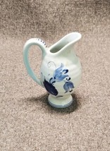 Vintage Delft Blue Holland Creamer Vase With Handle Hand Painted Flowers - £7.01 GBP