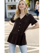 Heimish Full Size Ruffled V-Neck Short Sleeve Blouse Plus Size - $29.26 CAD+
