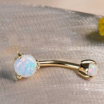 0.5Ct Round Cut Opal Belly Button Ring Navel Piercing in 14K Yellow Gold Over - £34.43 GBP