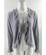 Ann Taylor Loft Cardigan Blue Gray Size Large Open Front Ruffle Womens - $546.43 MXN