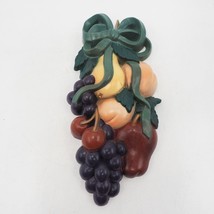 Vintage Burwood Products Wall Plaque Hanging Fruits 8.5&quot; x 4&quot; Made in USA - £7.73 GBP