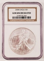 2008 Silver American Eagle Graded by NGC as Gem Uncirculated - $75.35