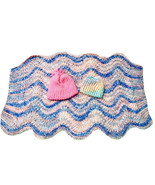 Hand Crocheted Baby Girl Pastels Set Of 3 Beanie Hats &amp; Bassinet Blanket... - $21.95