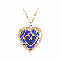 Large Blue Gemstone Caged within a golden Wire Mesh, with 20 inch golden chain - £25.79 GBP