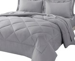 Queen Bed In A Bag 7-Pieces Comforter Set With Sheets Light Grey All Sea... - $111.99