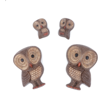 Vintage 70s Mid Century Modern MCM Set of 4 Owl Hanging Wall Statues Fig... - $118.75
