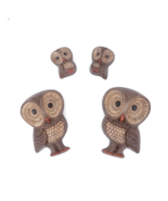 Vintage 70s Mid Century Modern MCM Set of 4 Owl Hanging Wall Statues Fig... - £93.41 GBP