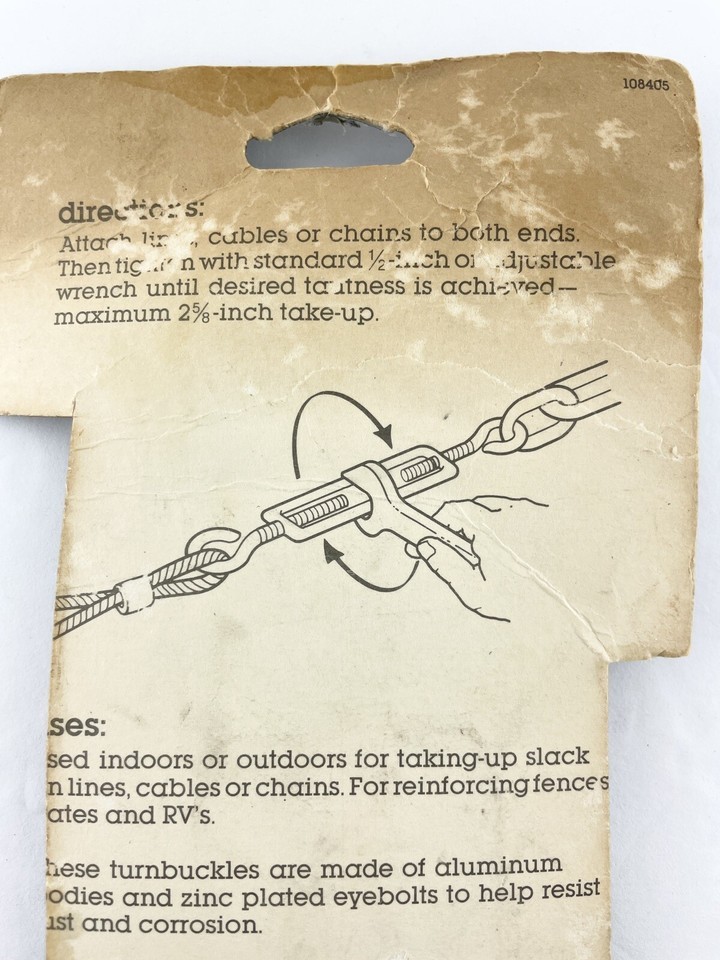 Sears and Roebuck Turnbuckles 6.5 inch Zinc Finish Holds Up To 250 lb 972493 Item image 6