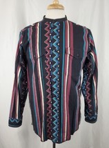 Vintage Wrangler Shirt 16x34 Southwestern Aztec X-Long Tails Mandarin Co... - $41.99