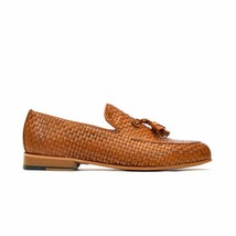 Handgemachte Herren echte Tan Leder Slipper &amp; Slip On Quasten Mokassins Schuhe - £115.09 GBP