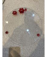 Judith Ripka 13 Inch Swarovski Glass Cake Plate Stand Red Poinsettias Si... - $30.00